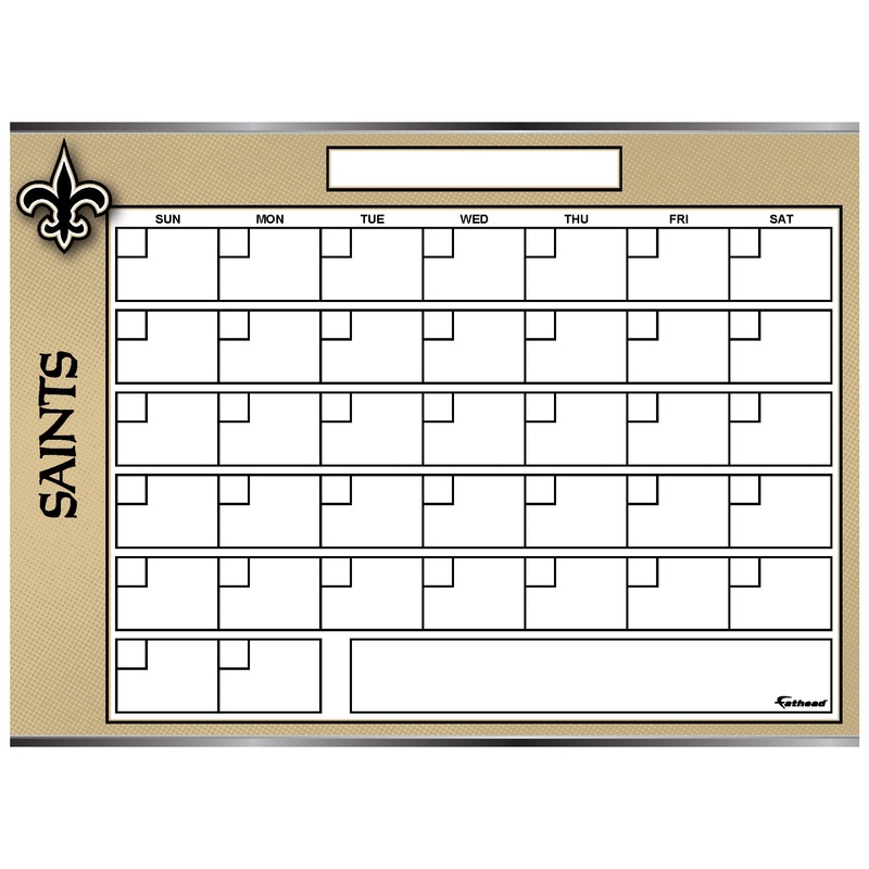 New Orleans Saints – Dry Erase Calendar – Official NFL – Reusable Vinyl Wall Decal