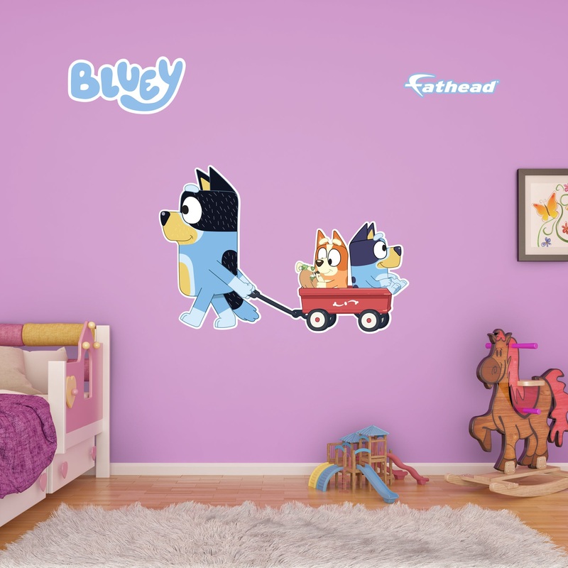 Bandit, Bluey, Bingo – Bluey – RealBig Wagon Ride Icon Collection – Official BBC – Reusable Vinyl Wall Decals