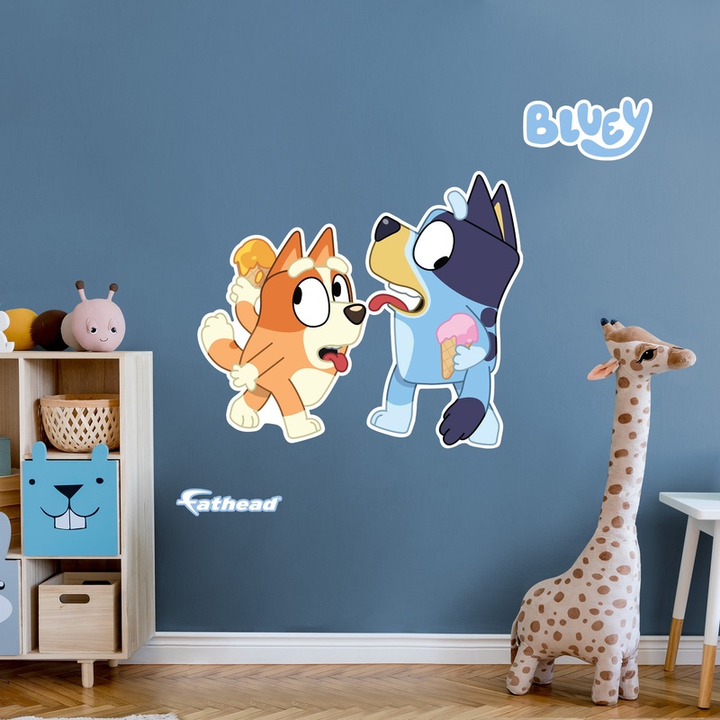 Bluey & Bingo – Bluey – RealBig Sisters Ice Cream Icon Collection – Official BBC – Reusable Vinyl Wall Decals