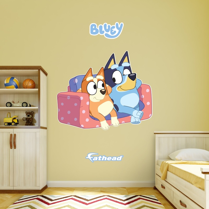 Bluey & Bingo – Bluey – RealBig Sisters Lounging Icon Collection – Official BBC – Reusable Vinyl Wall Decals