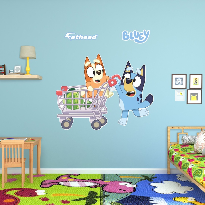 Bluey & Bingo – Bluey – RealBig Sisters Shopping Trolley Icon Collection – Official BBC – Reusable Vinyl Wall Decals