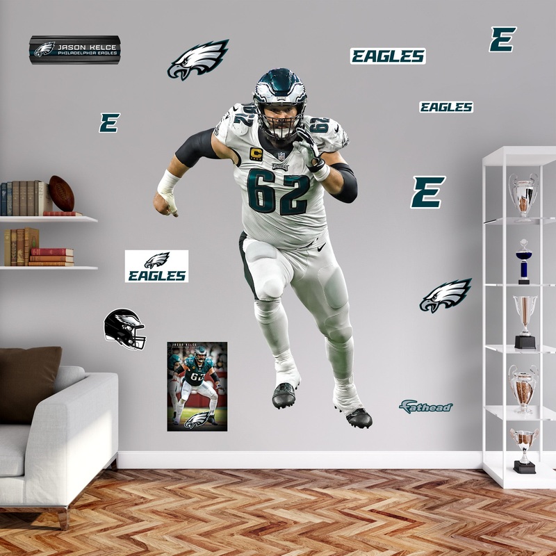 Jason Kelce – RealBig White Jersey Collection – Official NFL – Philadelphia Eagles – Reusable Vinyl Wall Decals