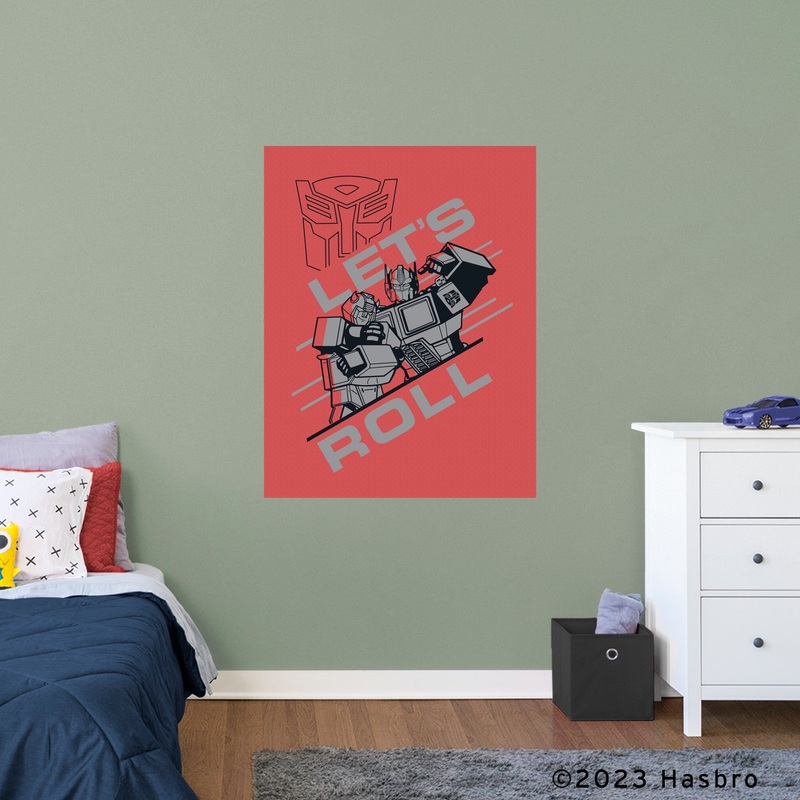 Transformers Classic Optimus Prime & Bumblebee – ‘Lets Roll’ – Peel & Stick Poster – Official Hasbro – Transformers – Reusable Vinyl Wall Decal