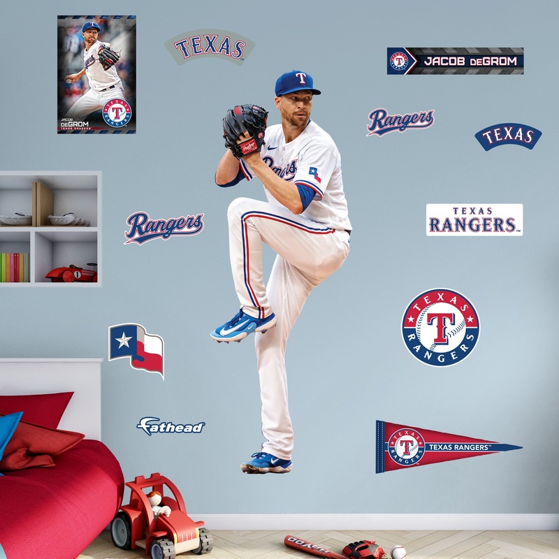 Jacob deGrom – RealBig Collection – Official MLB – Texas Rangers – Reusable Vinyl Wall Decals