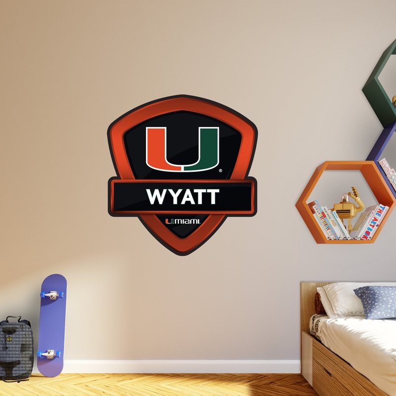 Miami Hurricanes – Badge – With Personalized Name – Official NCAA – Vinyl Transfer Decal