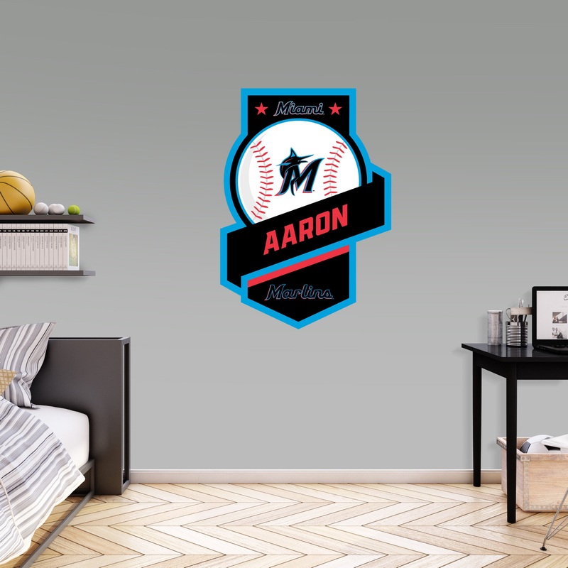 Miami Marlins – Banner Badge – With Personalized Name – Official MLB – Vinyl Transfer Decal