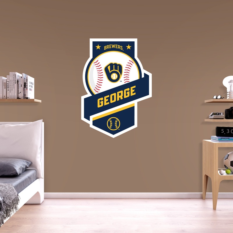 Milwaukee Brewers – Banner Badge – With Personalized Name – Official MLB – Vinyl Transfer Decal