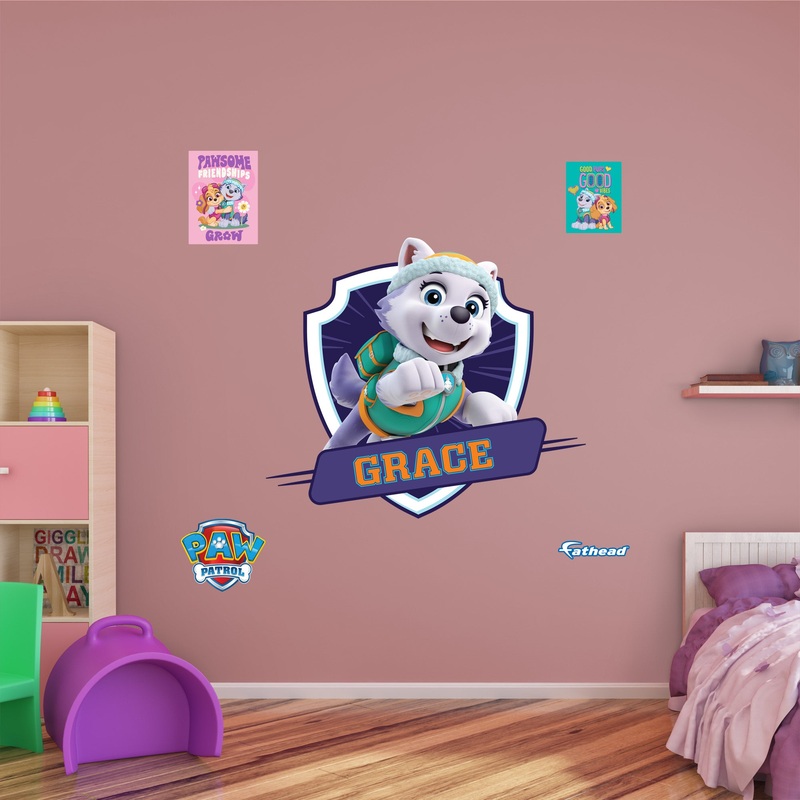 Paw Patrol: Everest Jumping Personalized Name Icon – Officially Licensed Nickelodeon Removable Adhesive Decal
