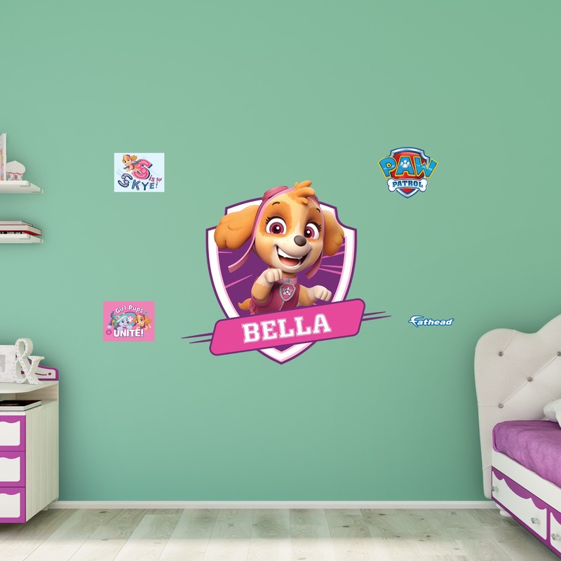 Paw Patrol: Skye Jumping Personalized Name Icon – Officially Licensed Nickelodeon Removable Adhesive Decal