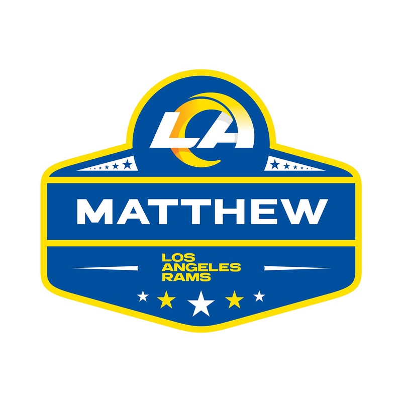 Los Angeles Rams – Badge – With Personalized Name – Official NFL – Reusable Vinyl Transfer Decal