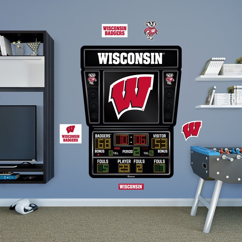 Wisconsin Badgers – RealBig Basketball Scoreboard Collection – Official NCAA – Reusable Vinyl Wall Decals