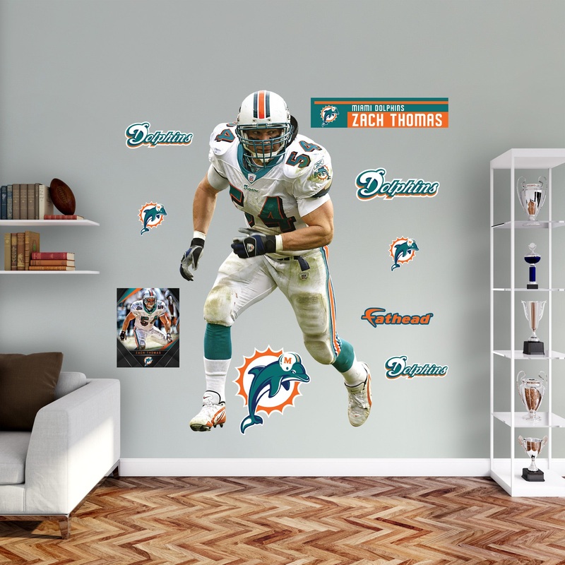 Zach Thomas – RealBig Legend Collection – Official NFL – Miami Dolphins – Reusable Vinyl Wall Decals