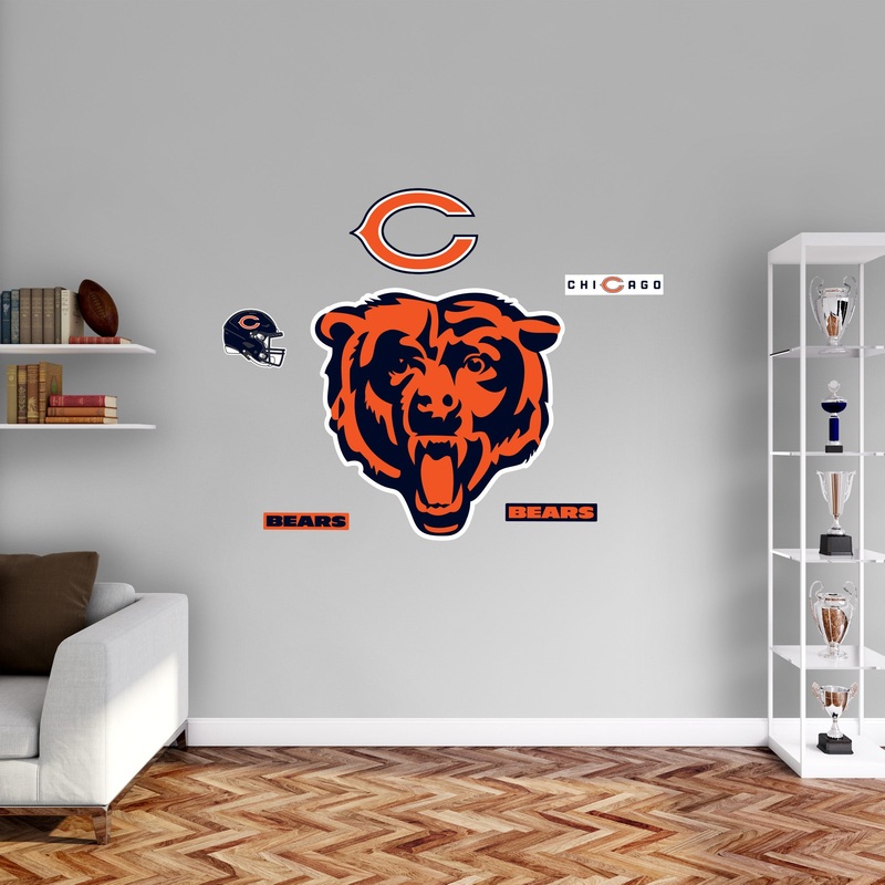 Chicago Bears – RealBig Head Logo Collection – Official NFL – Reusable Vinyl Wall Decals
