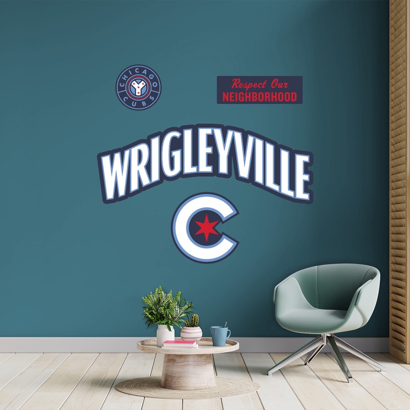 Chicago Cubs – RealBig Wrigleyville City Connect Logo Collection – Official MLB – Reusable Vinyl Wall Decals