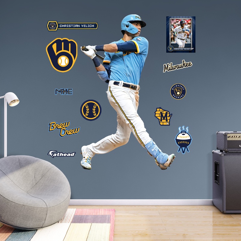 Christian Yelich – RealBig City Connect Collection – Official MLB – Milwaukee Brewers – Reusable Vinyl Wall Decals