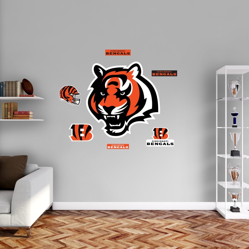 Cincinnati Bengals – RealBig Head Logo Collection – Official NFL – Reusable Vinyl Wall Decals