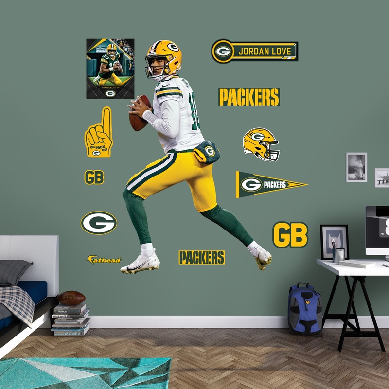 Jordan Love – RealBig Pocket Presence Collection – Official NFL – Green Bay Packers – Reusable Vinyl Wall Decals