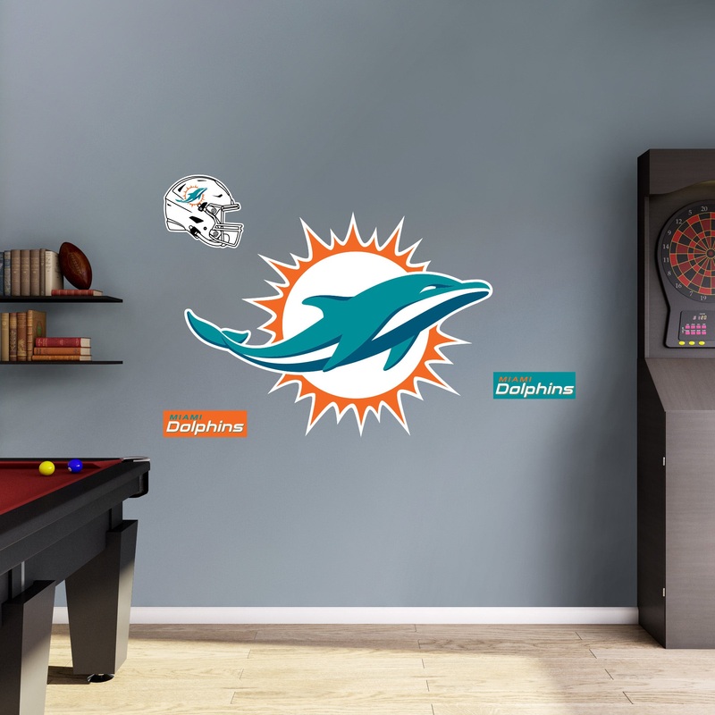 Miami Dolphins – RealBig Logo Collection – Official NFL – Reusable Vinyl Wall Decals