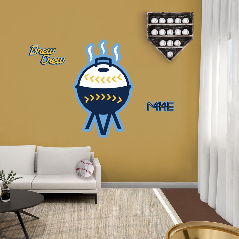 Milwaukee Brewers – RealBig Grill City Connect Logo Collection – Official MLB – Reusable Vinyl Wall Decals