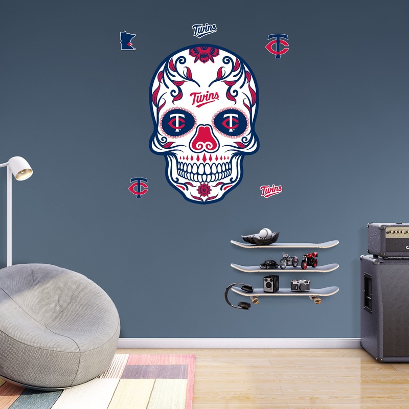 Minnesota Twins – RealBig Sugar Skull Collection – Official MLB – Reusable Vinyl Wall Decals