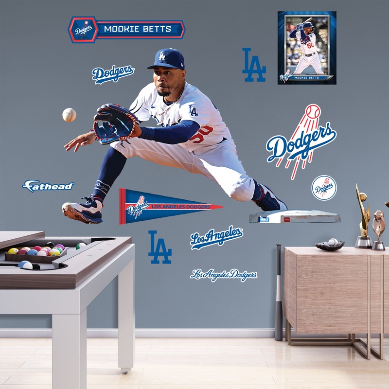 Mookie Betts – RealBig Fielding Collection – Official MLB – Los Angeles Dodgers – Reusable Vinyl Wall Decals