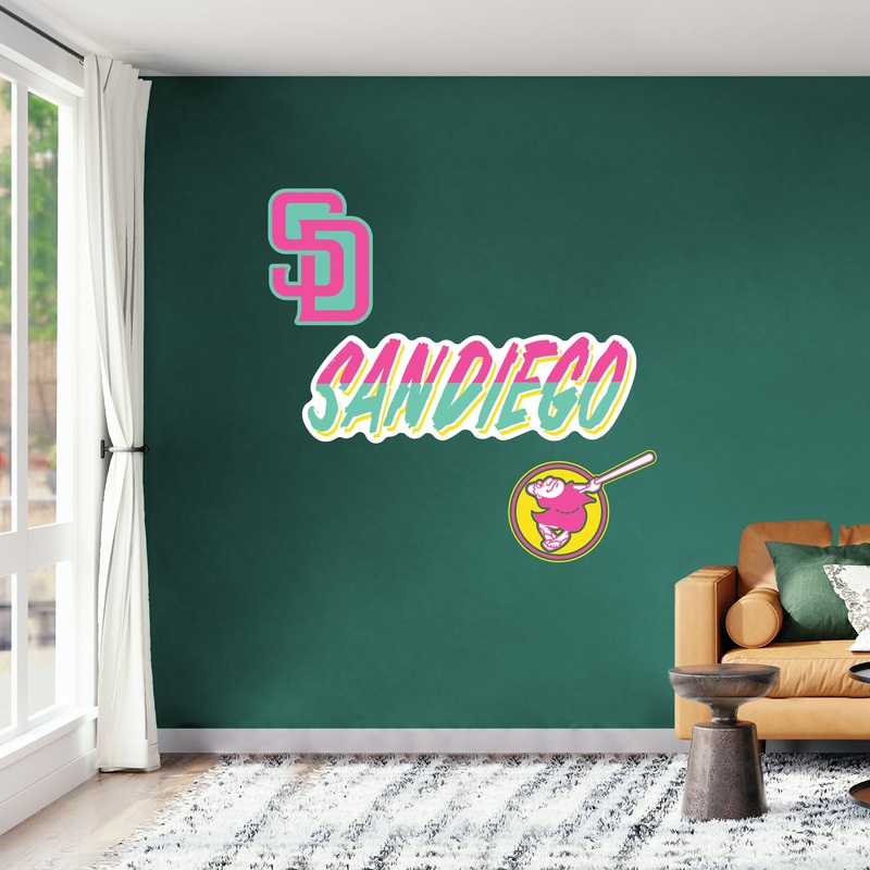 San Diego Padres – RealBig Connect Logo Collection – Official MLB – Reusable Vinyl Wall Decals