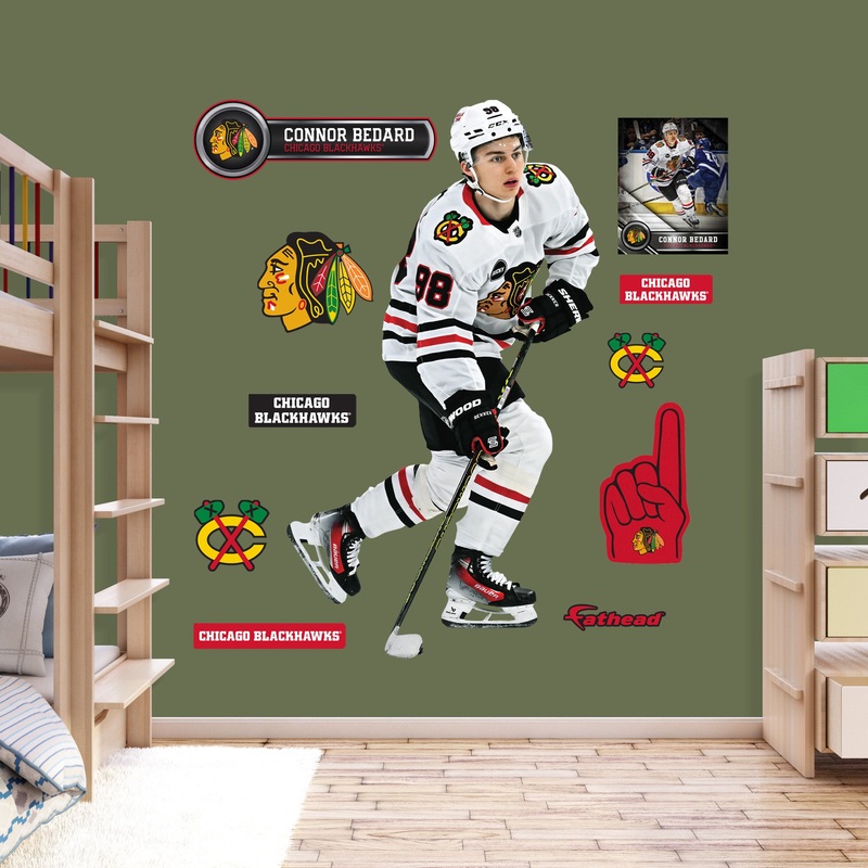 Connor Bedard Away – RealBig Collection – Official NHL – Chicago Blackhawks – Reusable Vinyl Wall Decals