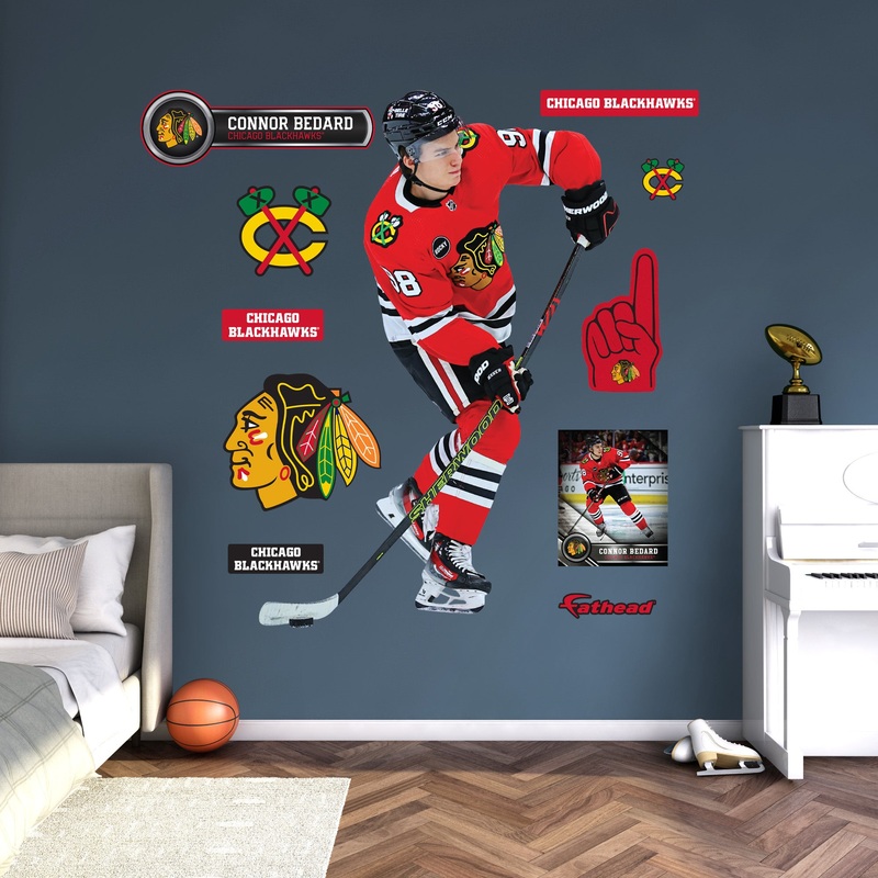 Connor Bedard – RealBig Slapshot Collection – Official NHL – Chicago Blackhawks – Reusable Vinyl Wall Decals