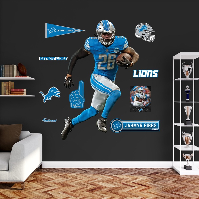 Jahmyr Gibbs – RealBig Home Collection – Official NFL – Detroit Lions – Reusable Vinyl Wall Decals