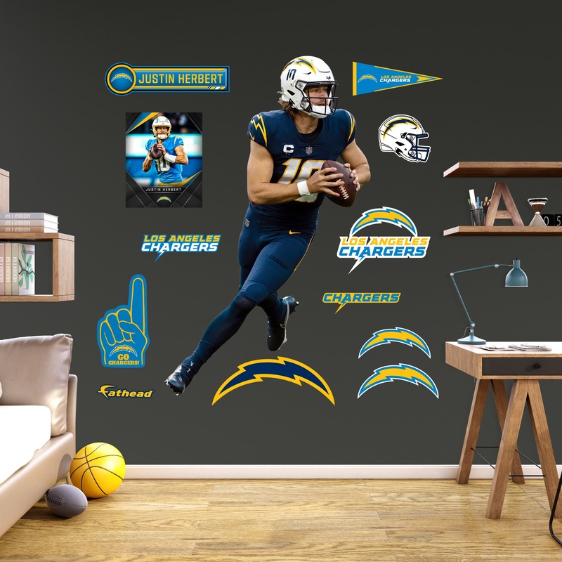 Justin Herbert – RealBig Color Rush Collection – Official NFL – Los Angeles Chargers – Reusable Vinyl Wall Decals