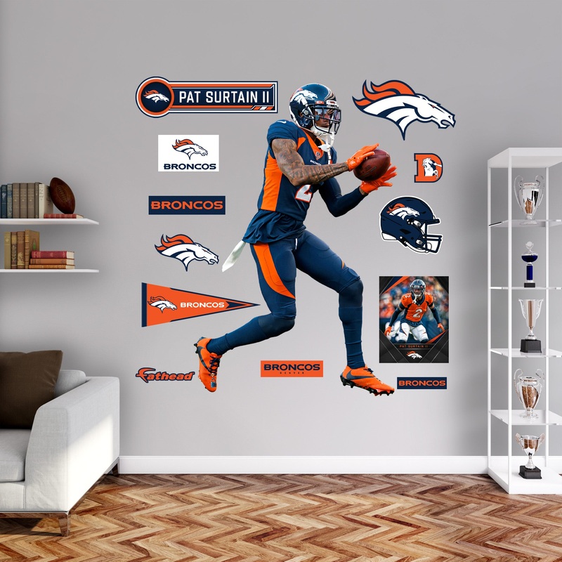Pat Surtain II – RealBig Interception Collection – Official NFL – Denver Broncos – Reusable Vinyl Wall Decals