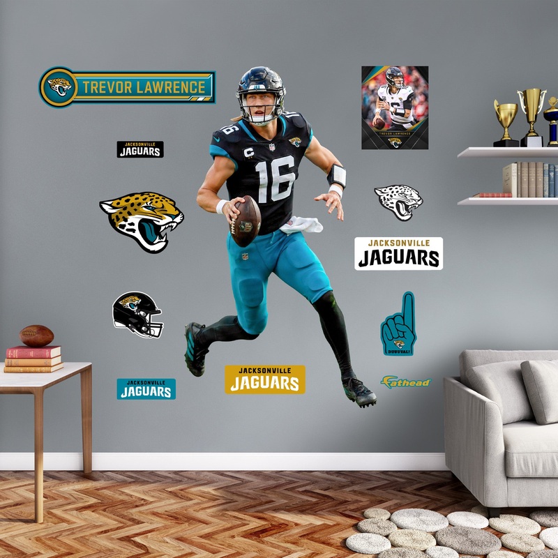 Trevor Lawrence – RealBig Black Jersey Collection – Official NFL – Jacksonville Jaguars – Reusable Vinyl Wall Decals
