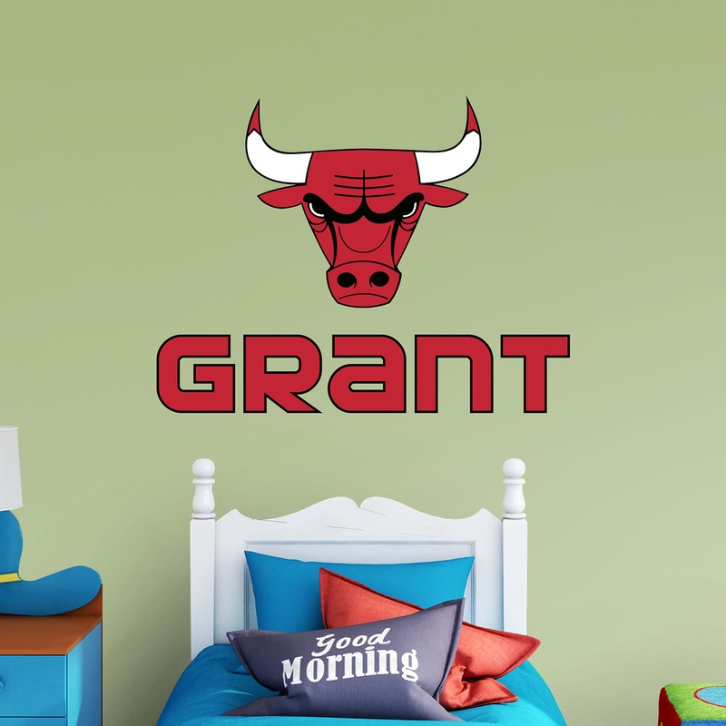 Chicago Bulls – Stacked Logo – With Personalized Name – Official NBA – Vinyl Transfer Decal