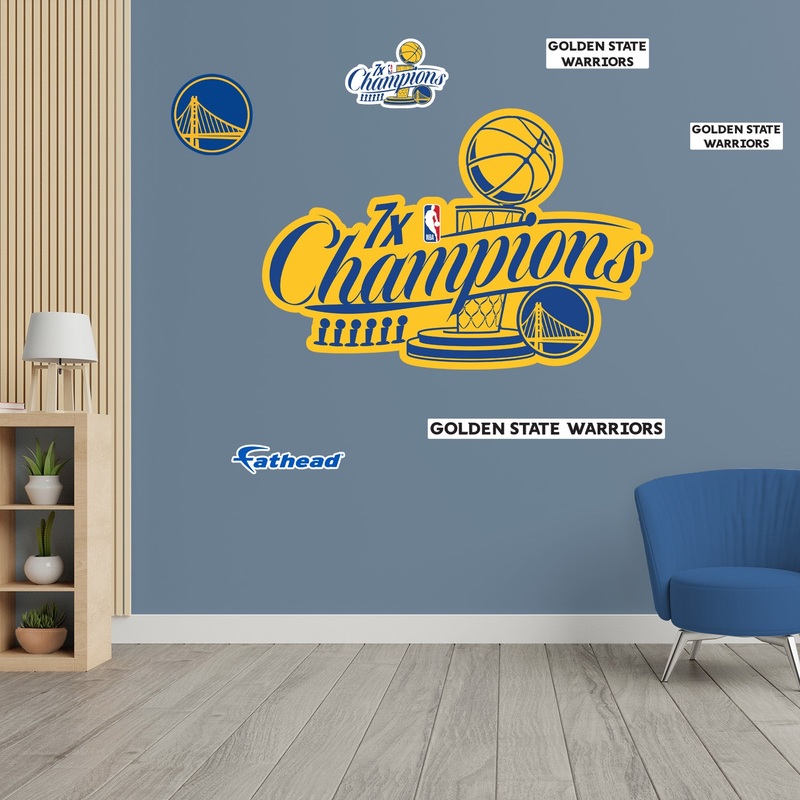 Golden State Warriors – RealBig 2022 7X Champions Logo Collection – Official NBA – Reusable Vinyl Wall Decals