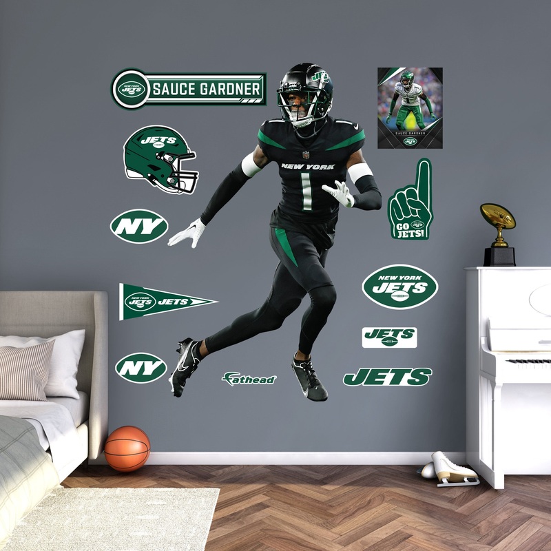 Sauce Gardner – RealBig Black Uniform Collection – Official NFL – New York Jets – Reusable Vinyl Wall Decals
