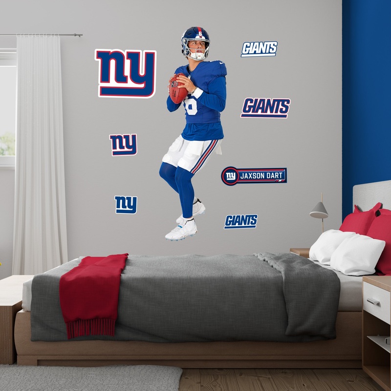 Jaxson Dart – RealBig Rookie Premiere Collection – Official NFL – New York Giants – Reusable Vinyl Wall Decals