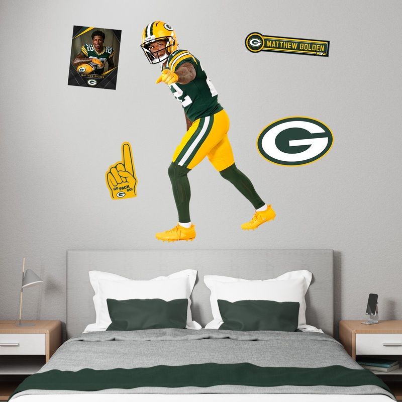 Matthew Golden – RealBig Rookie Premiere Collection – Official NFL – Green Bay Packers – Reusable Vinyl Wall Decals
