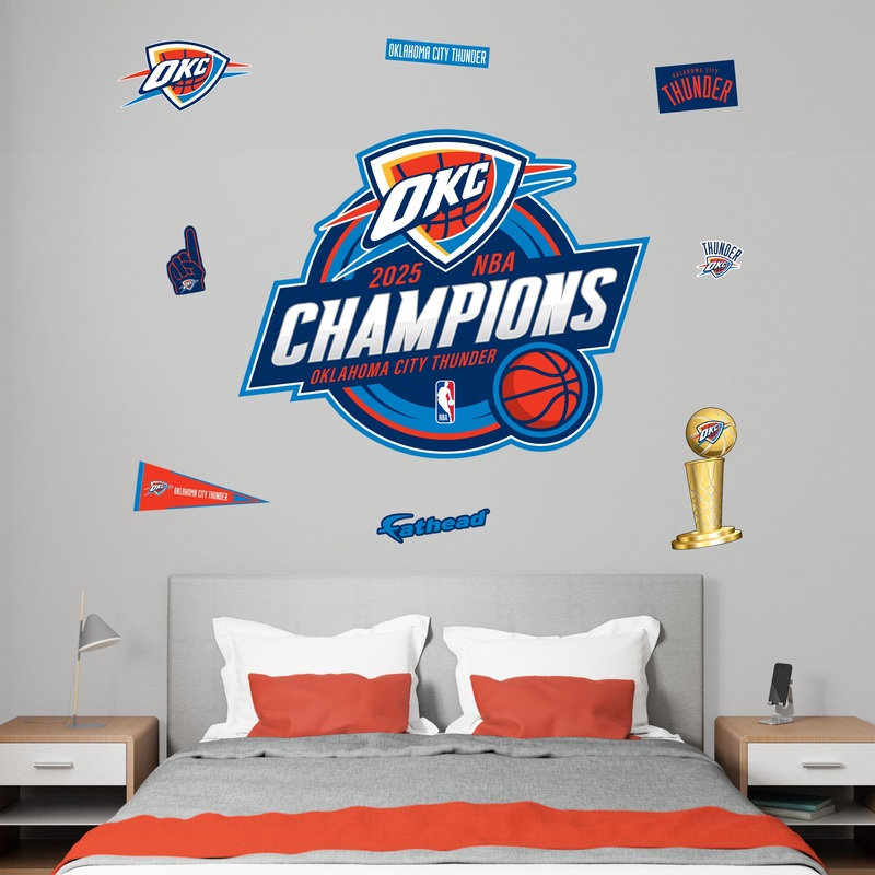 NBA 2025 Champions – RealBig Logo Collection – Official NBA – Oklahoma City Thunder – Reusable Vinyl Wall Decals