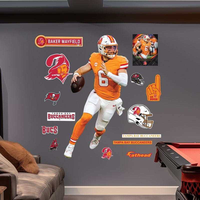 Baker Mayfield – RealBig Throwback Collection – Official NFL – Tampa Bay Buccaneers – Reusable Vinyl Wall Decals