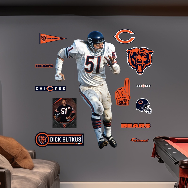 Dick Butkus Legend – RealBig Collection – Official NFL – Chicago Bears – Reusable Vinyl Wall Decals