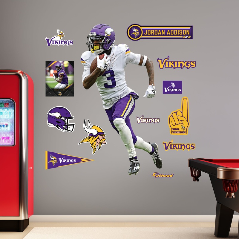 Jordan Addison – RealBig Collection – Official NFL – Minnesota Vikings – Reusable Vinyl Wall Decals