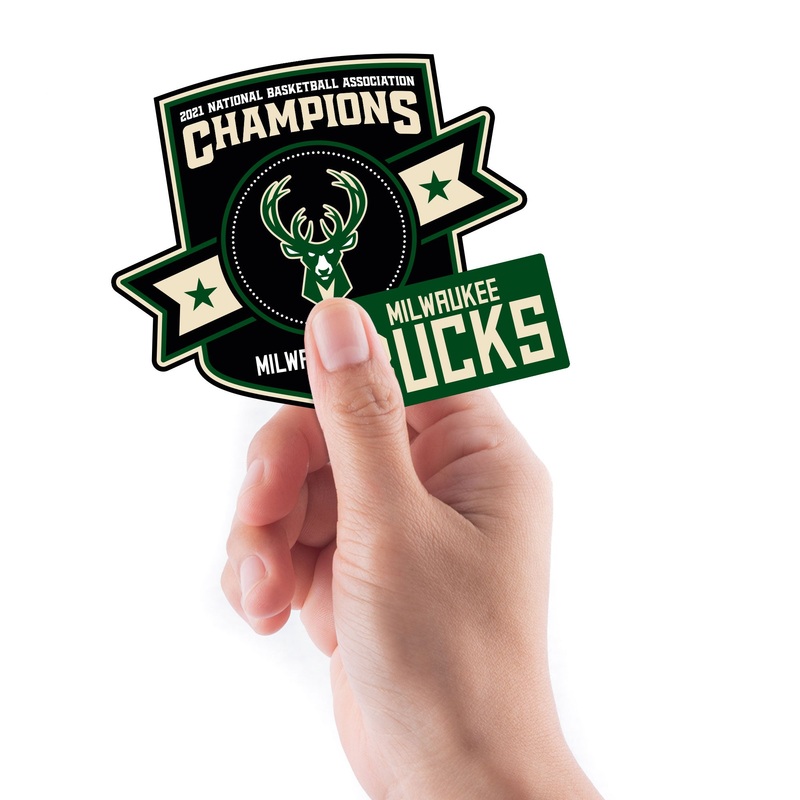 Milwaukee Bucks – 5 Logo Minis (Mixed Sizes) – Official NBA – 2021 Champions – Reusable Vinyl Decals