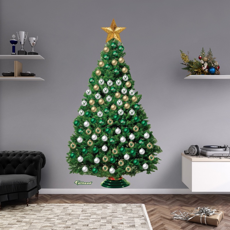 Milwaukee Bucks – Decorate Your Own Christmas Tree – Official NBA – Reusable Vinyl Wall Decals