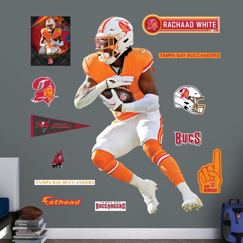 Rachaad White – RealBig Throwback Collection – Official NFL – Tampa Bay Buccaneers – Reusable Vinyl Wall Decals