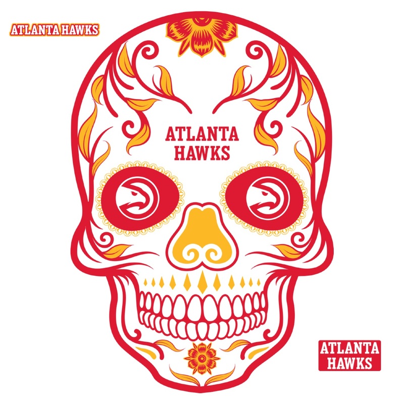 Atlanta Hawks – RealBig Sugar Skull Collection – Official NBA – Reusable Vinyl Wall Decals