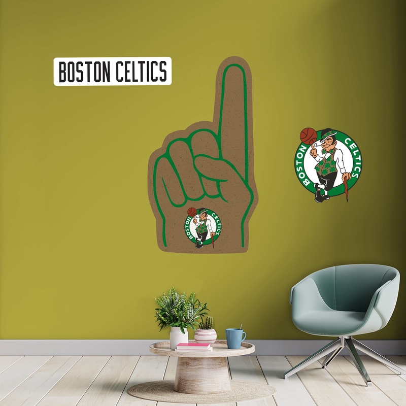 Boston Celtics – RealBig Foam Finger Collection – Official NBA – Reusable Vinyl Wall Decals