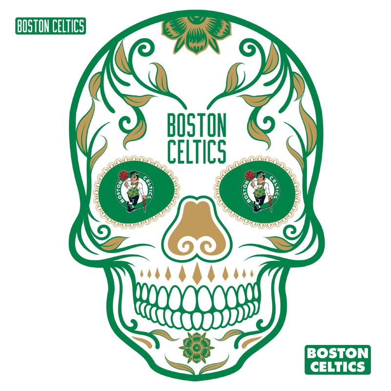 Boston Celtics – RealBig Sugar Skull Collection – Official NBA – Reusable Vinyl Wall Decals