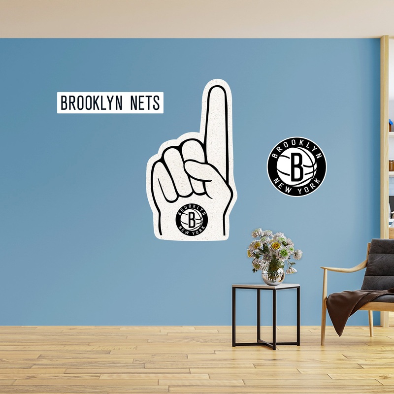 Brooklyn Nets – RealBig Foam Finger Collection – Official NBA – Reusable Vinyl Wall Decals
