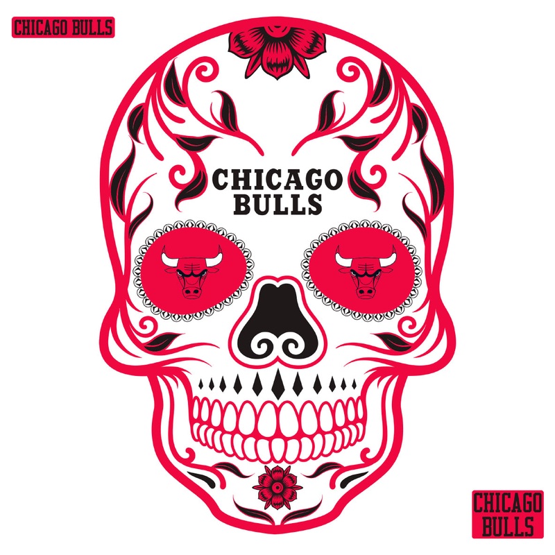 Chicago Bulls – RealBig Sugar Skull Collection – Official NBA – Reusable Vinyl Wall Decals