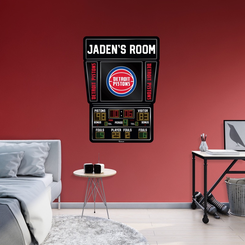 Detroit Pistons – Scoreboard Graphic – With Personalized Name – Official NBA – Vinyl Transfer Decal